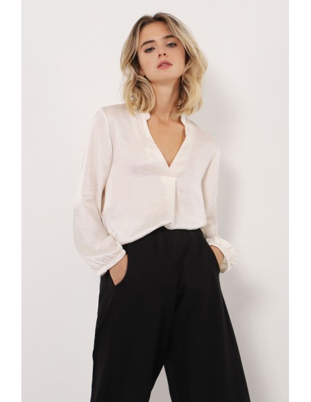 Please Femme blouse fluide manches longues et decollett