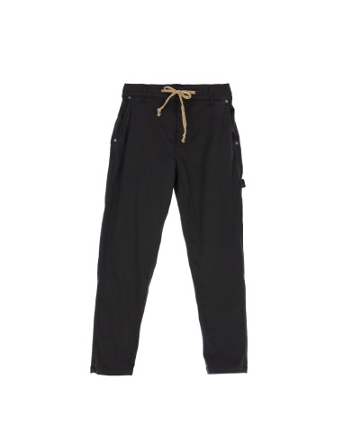 Please Femme jean charpentier a taille coulissée et dos élastiqué en coton stretch coloris nero