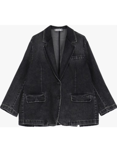 Please Femme blazer oversize en jean noir denim