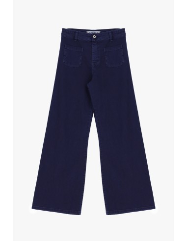 Please Femme jean flare à poches plaquées en coton stretch coloris Marine (midnight blue)