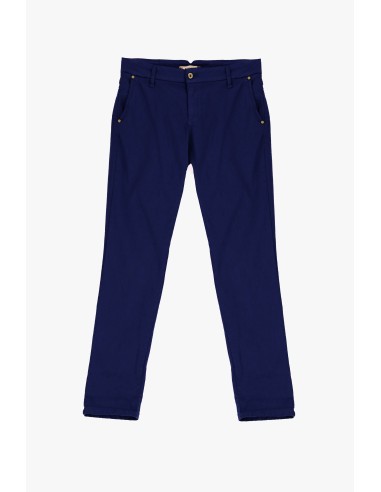 Please Femme Pantalon forme Chino en toile de  coton stretch coloris marine (midnight blu)