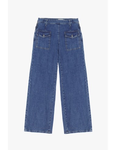 Please Femme pantalon jean fermeture côté en denim bleu poches avants cloutées