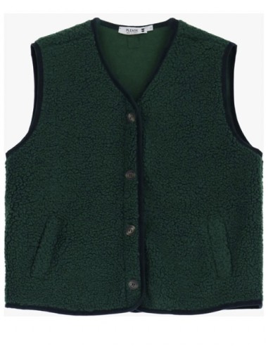 Please femme gilet bouclette coloris bosco (vert foncé)