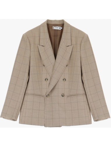 Please Femme blazer à carreaux fermeture croisée coloris beige