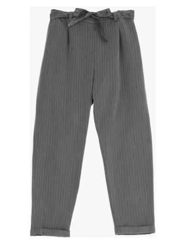 Please Femme pantalon forme carotte à taille élastiquée rayé coloris gris (grigio)