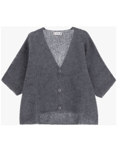 Please Femme cardigan oversize en laine vierge et mohair mélangés coloris gris scuro