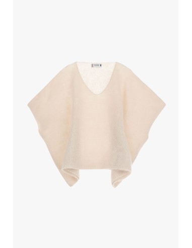 Please Femme pull poncho oversize en laine vierge et mohair mélangés coloris écru (panna)