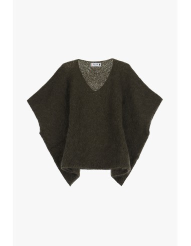 Please Femme pull poncho oversize en laine vierge et mohair mélangés coloris kaki (militare)