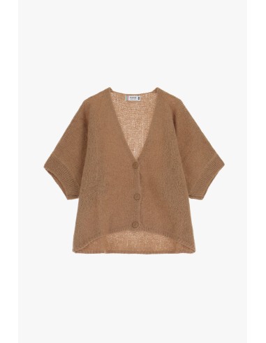 Please Femme cardigan oversize en laine vierge et mohair mélangés coloris Camel Camoscio