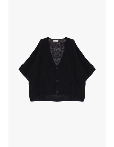 Please Femme cardigan oversize en laine vierge et mohair mélangés coloris noir (nero)