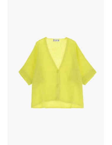 Please Femme cardigan oversize en laine vierge et mohair mélangés coloris jaune (cedro)