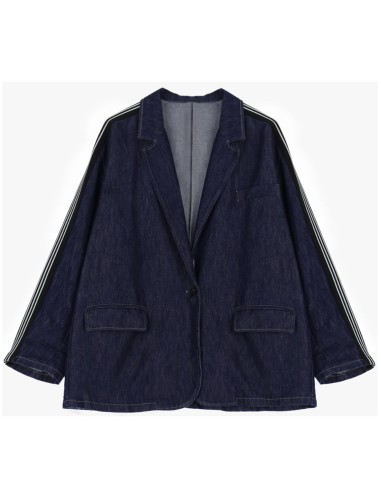 Please Femme blazer oversize en denim avec galon lateral