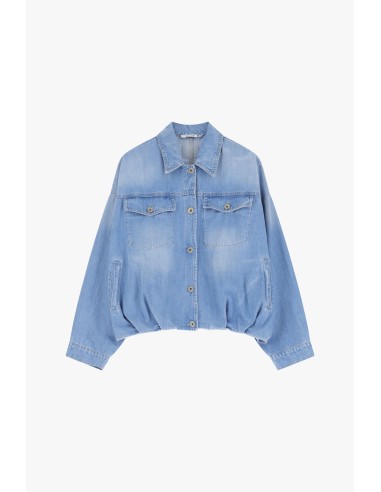 Please Femme blouson oversized en jean denim bleu