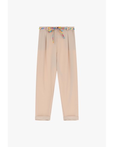 Please Pantalon Fluide en crepe coloris Beige