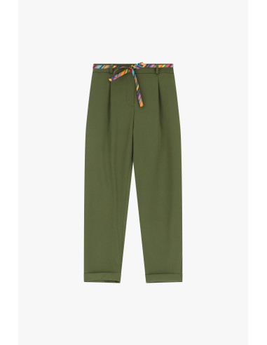 Please Pantalon Fluide en crepe coloris Militare