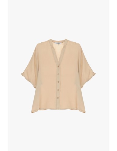 Please Femme chemisier oversize col mao coloris Beige