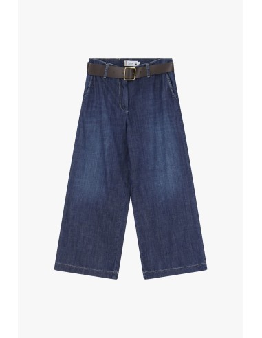 Please pantalon 7/8e forme chino baggy en jean bleu brut