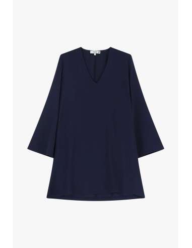 Please robe courte en crepe Bleu Marine