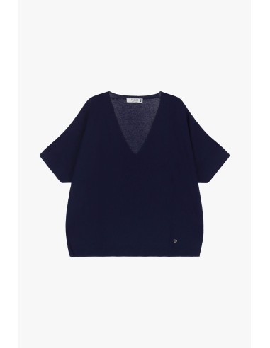 Please Pull Oversize en Maille Bleue Marine