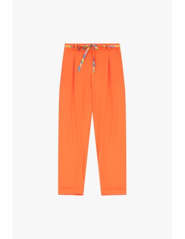 Please Pantalon Fluide en crepe coloris Orange