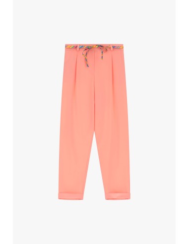 Please Pantalon Fluide en crepe coloris Salmone