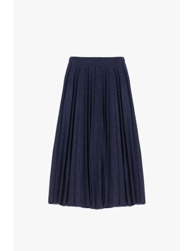 Please Femme Jupe Midi Plissée en tricotine Bleu marine