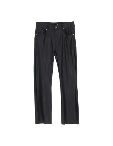 Please femme pantalon kick flare longueur 7/8 en similicuir coloris noir