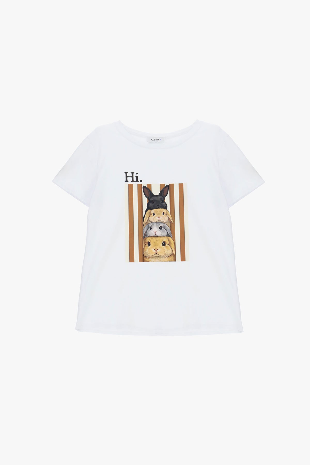 T-shirt femme à imprimé lapins, coton blanc – Please