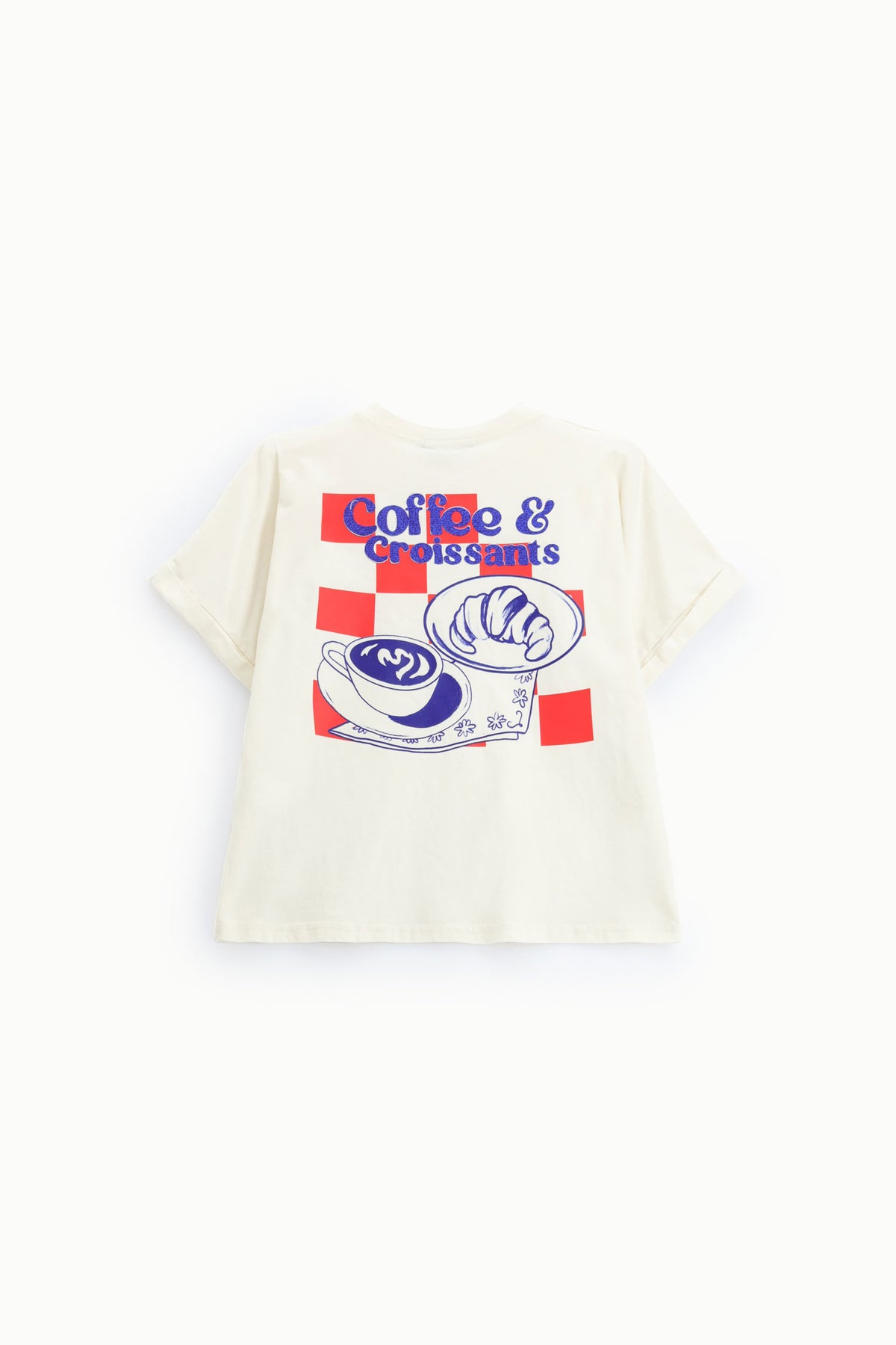 T-shirt col rond imprimé poitrine Écru Please