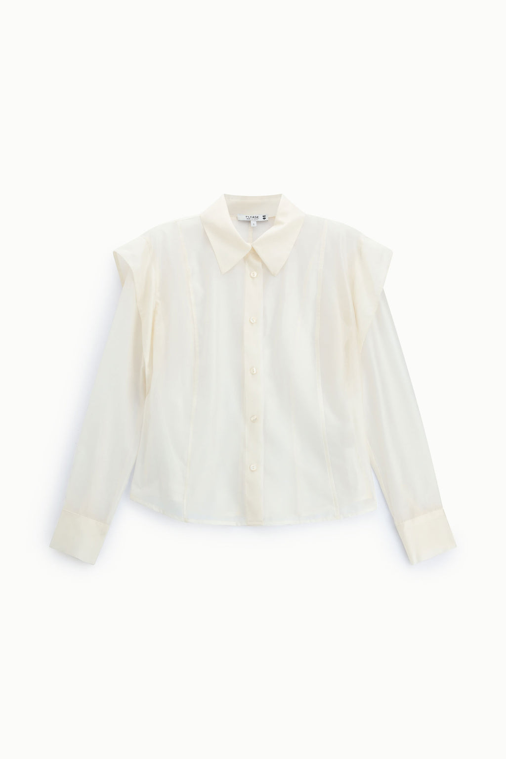 Chemise femme à épaules structurées – coupe droite, coloris écru – Please