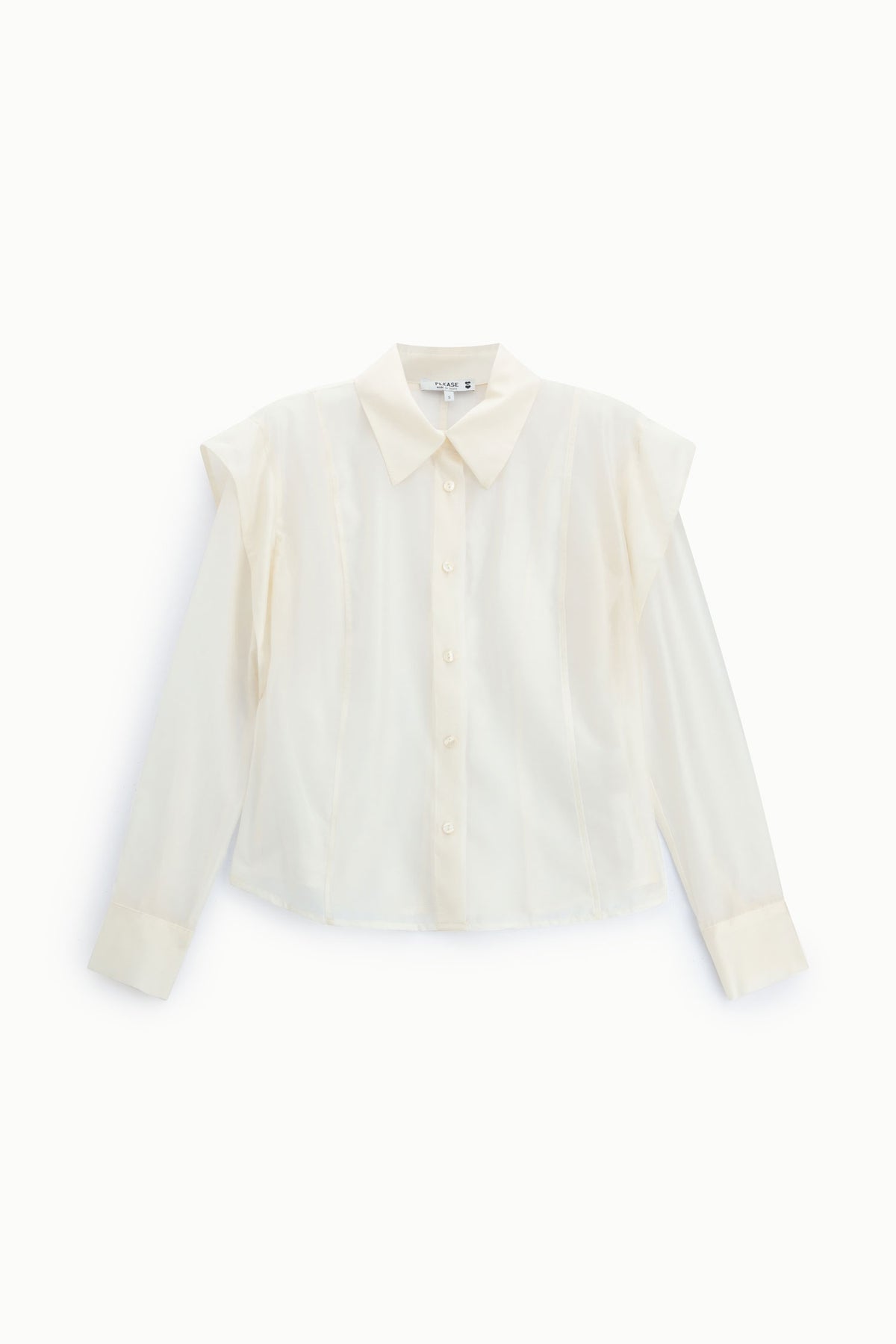 Chemise femme à épaules structurées – coupe droite, coloris écru – Please
