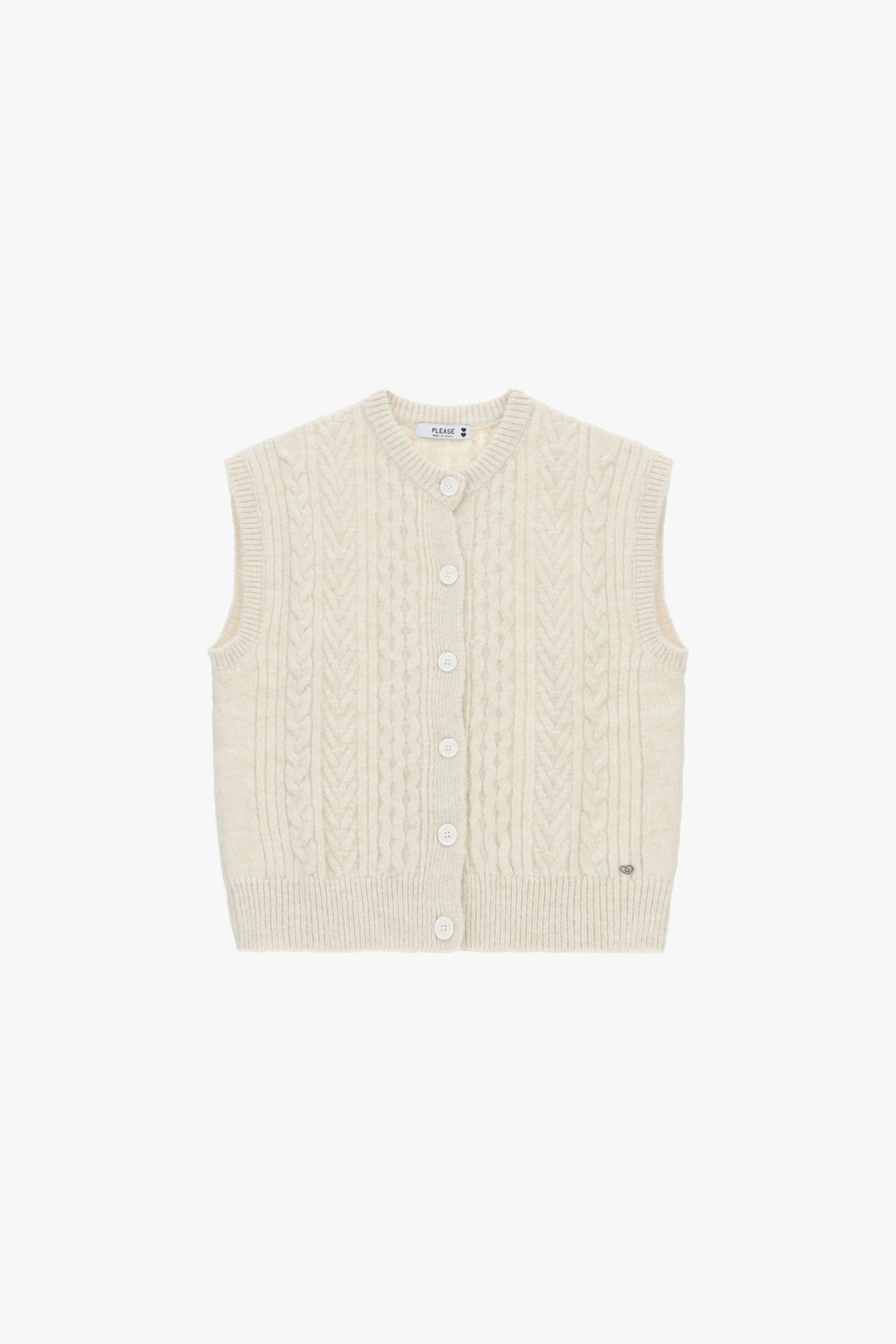 Gilet sans manches femme en maille torsadée, écru – Please