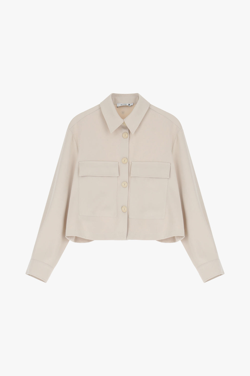 Veste courte femme – crêpe fluide, packshot, coloris écru – Please