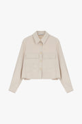Veste courte femme – crêpe fluide, packshot, coloris écru – Please