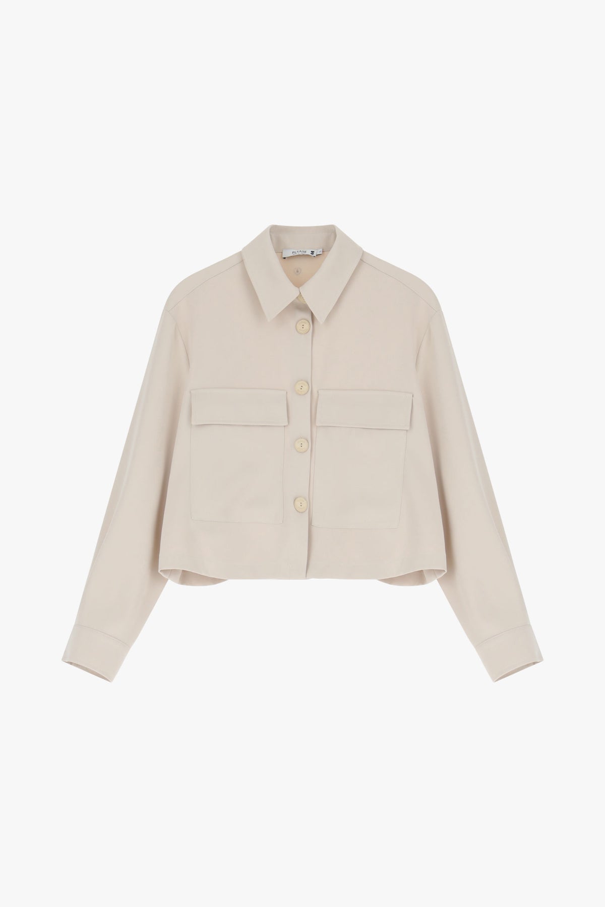 Veste courte femme – crêpe fluide, packshot, coloris écru – Please