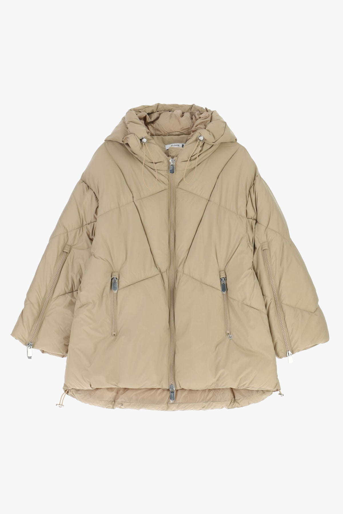 Doudoune courte femme oversize à capuche, coloris beige – Please