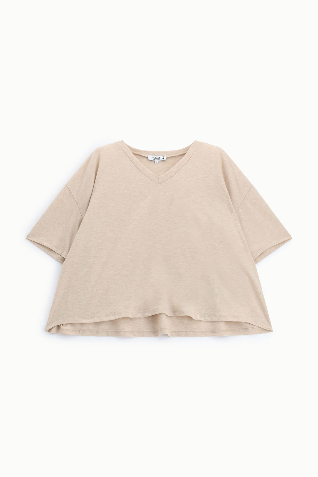 T-shirt ample col V à manches larges – Please