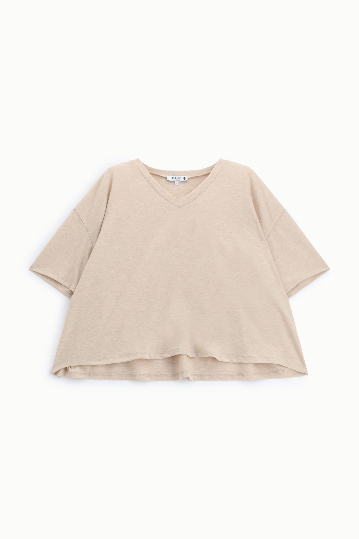 T-shirt ample col V à manches larges – Please