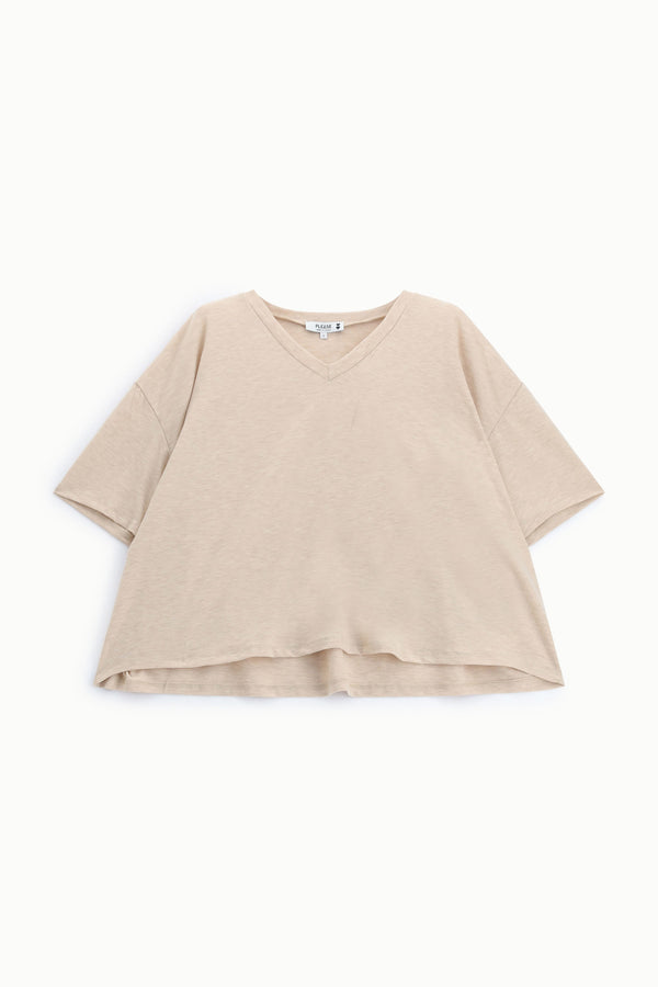 T-shirt ample col V à manches larges – Please