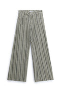 Pantalon large femme rayé à poches plaquées, beige – Please