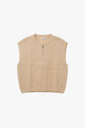 Gilet sans manches zippé femme, maille chinée sable – Please
