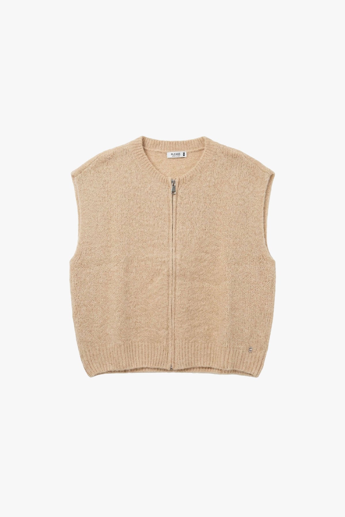 Gilet sans manches zippé femme, maille chinée sable – Please