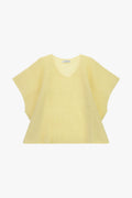Pull poncho femme à col V, maille mohair jaune pâle – Please