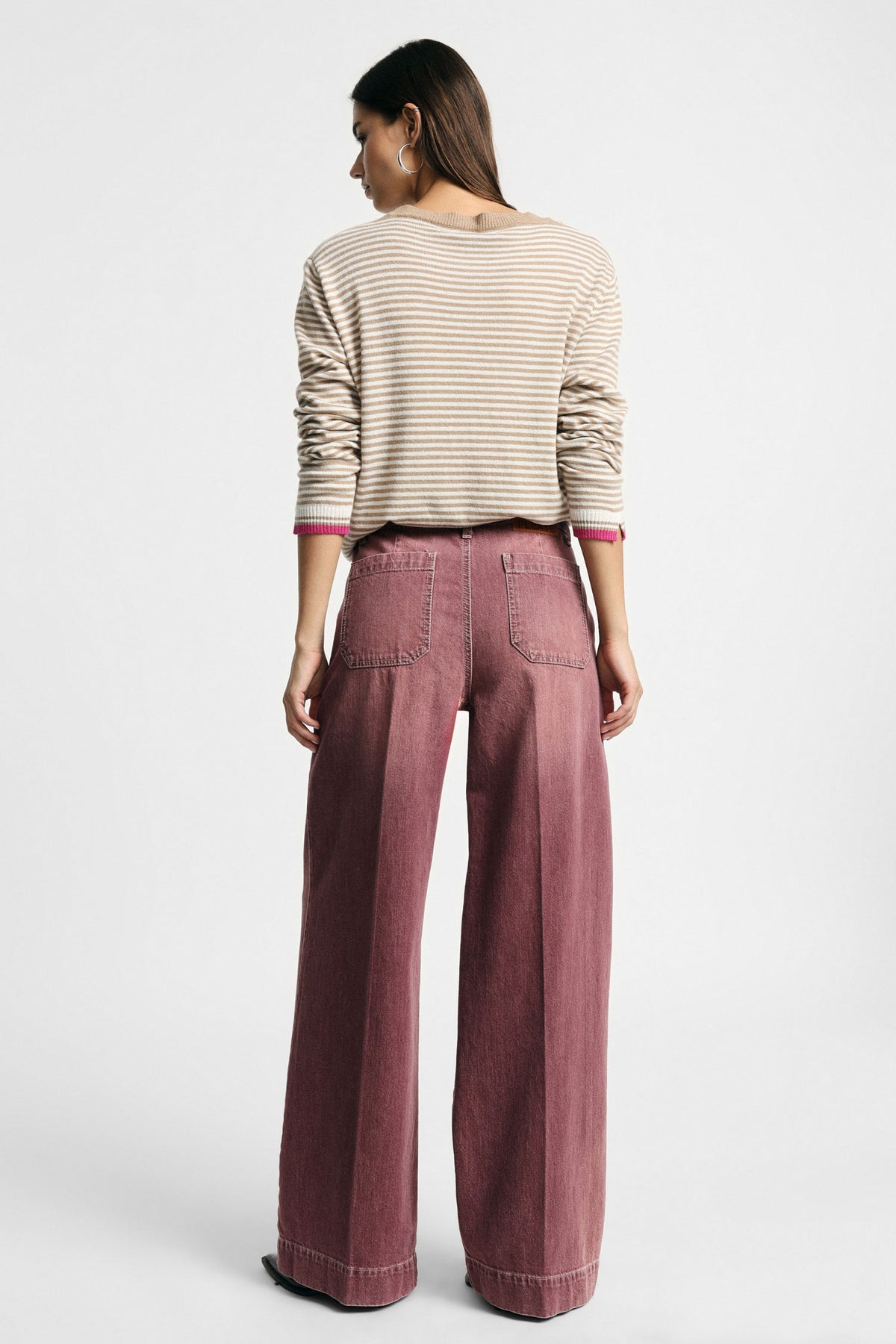 Jean taille haute jambe large à poches chino – Please