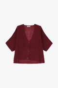 Cardigan femme manches courtes en maille mohair, bordeaux – Please