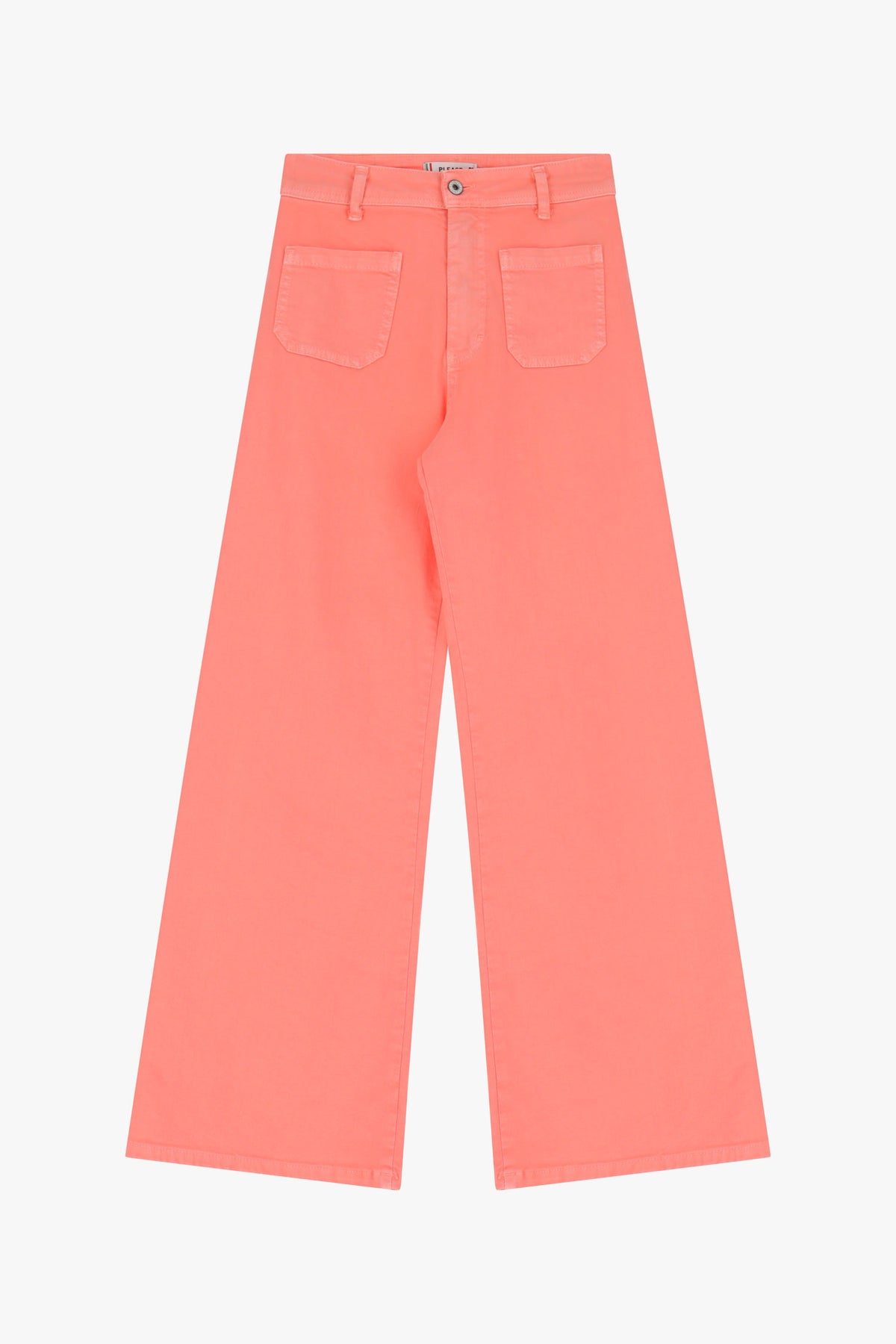 Jean évasé taille mi-haute à poches plaquées, coloris corail – Please