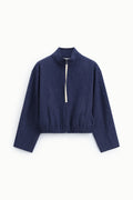 Sweat court col montant zippé – Please