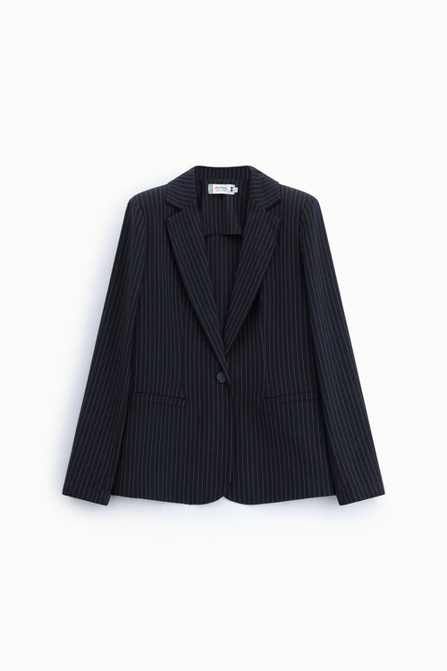 Blazer de tailleur femme à fines rayures, bleu marine – Please