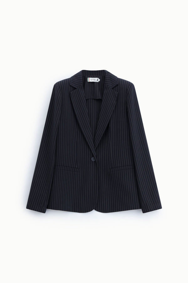 Blazer de tailleur femme à fines rayures, bleu marine – Please