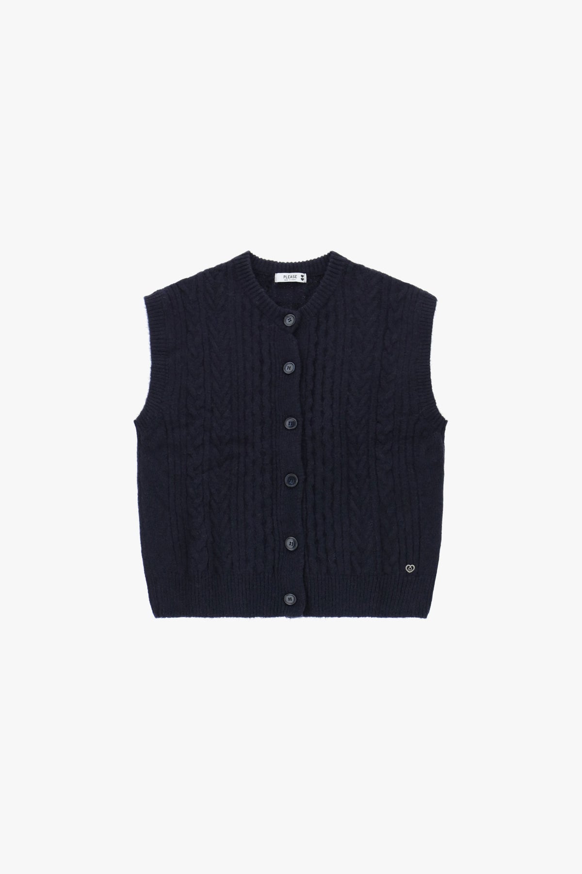 Gilet sans manches femme en maille torsadée, bleu marine – Please
